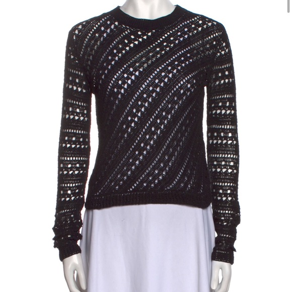 Theory Sweaters - NWOT Theory Black Sweater Size Petite.Crewneck.Eyelet trim.Slim fit.